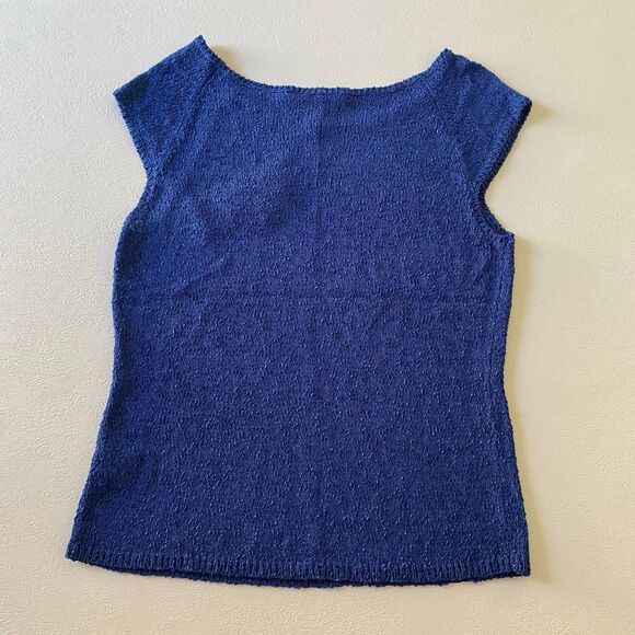 Evan-Picone Madison Ave Blue Knit Cap Sleeve Top NWT Size L - Picture 2 of 7